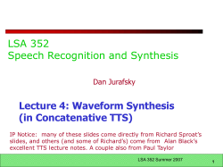 CS 224S Speech Recognition and Synthesis