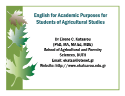 English for Academic Purposes for Students of Agricultural Studies