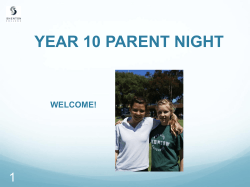 Yr 10 Parent Information Evening March 2014