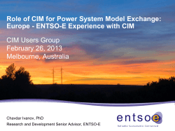 Europe - ENTSO-E Experience with CIM