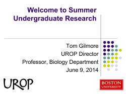Welcome to Summer Undergraduate Research