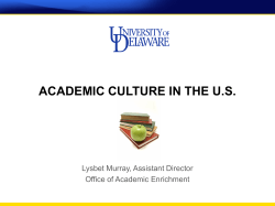 Academic Culture in the US