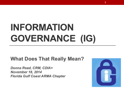 Information governance - Florida Gulf Coast ARMA Chapter