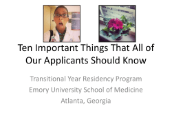 Ten Important Things Our Applicants Should Know