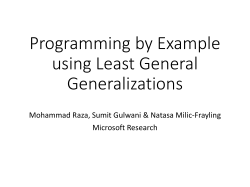 Programming by Example using Least General Generalizations