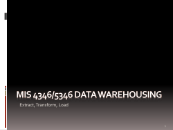 Populating the Data Warehouse (ETL)