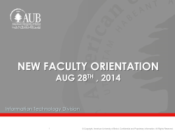New Faculty Orientation Aug 28th , 2014