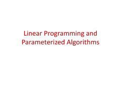 Linear Programming and Parameterized Algorithms