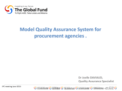 model quality assurance system for procurement agencies