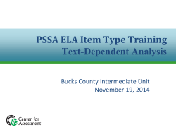 text-dependent analysis - Bucks County Intermediate Unit #22