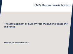 The development of Euro Private Placements (Euro PP) in France