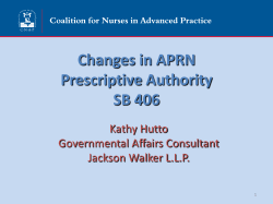 Prescriptive Authority S.B. 406 - Coalition for Nurses in Advanced