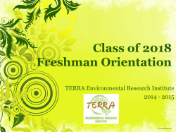 Freshman Orientation 2014-15 - Terra Environmental Research