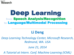 ICML-2014 (June 21) Tutorial Slides on Deep Learning