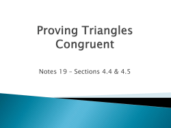 Notes 19 - Proving Triangles Congruent