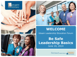 Be Safe Leadership Basics (Uteam Forum 6/10) Presentation Slides