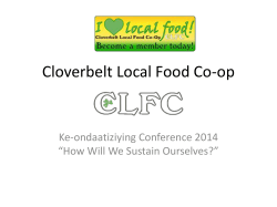 Cloverbelt Local Food Co-op - How we will Sustain Ourselves 2014