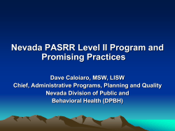 PASRR Level II as a Best Practice NV Panelist Presentation | Dave