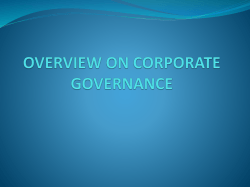 OVERVIEW TO CORPORATE GOVERNANCE