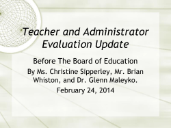 Presentation on Evaluations by Mr. Whiston, Ms. Sipperley, and Dr