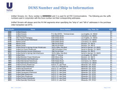 DUNS Number and Ship to Information