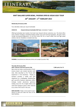 the golf tour itinerary for 2015