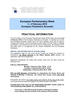 European Parliamentary Week PRACTICAL INFORMATION