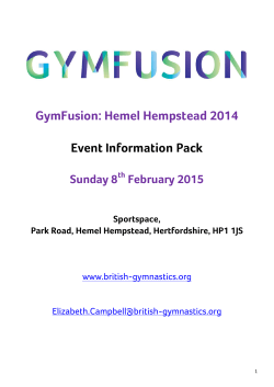 GymFusion: Hemel Hempstead 2014 Event Information Pack