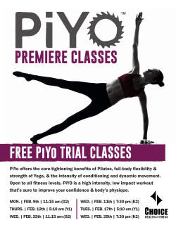 FREE PiYo Trial Classes - Choice Health & Fitness
