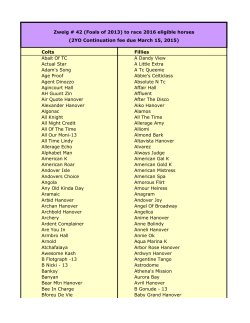 Zweig #42 2YO list of eligible horses
