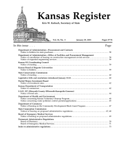 Kansas Register - Kansas Secretary of State