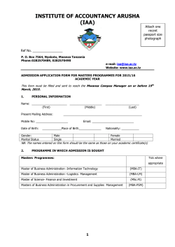 Appl form 2015 for Masters programs