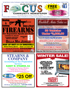 1/30/15 Edition - Focus Community Newspaper Brodheadsville, PA