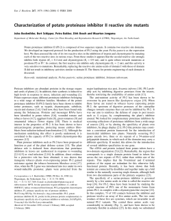 Characterization of potato proteinase inhibitor II reactive site mutants
