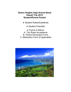 Alamo Heights High School Band Hawaii Trip 2015 Student/Parent