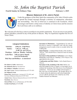 View this week's bulletin - Saint John the Baptist Parish • Quincy, MA