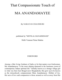 That Compassionate Touch of MA ANANDAMAYEE