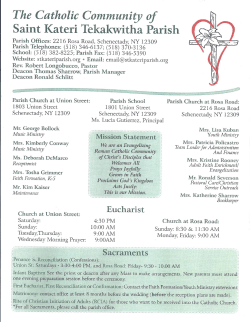 February 1, 2015 - St. Kateri Parish