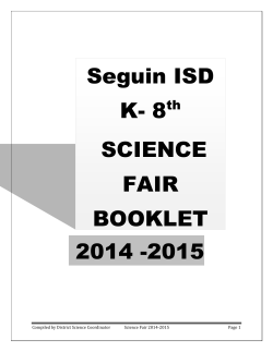2014 -2015 Seguin ISD K- 8th SCIENCE FAIR BOOKLET