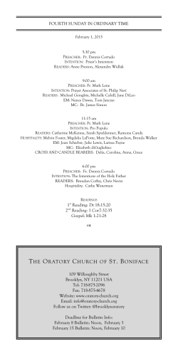 Bulletin - The Oratory Church of Saint Boniface