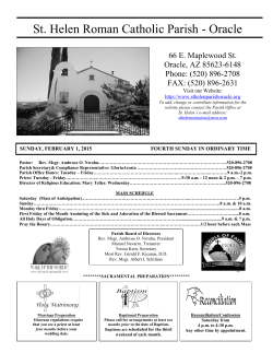 Weekly Bulletin - Saint Helen Roman Catholic Parish, Oracle AZ