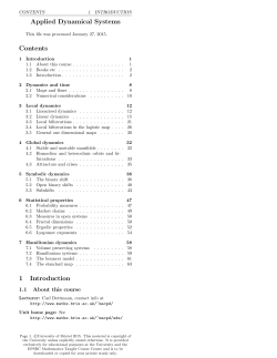 Applied Dynamical Systems Contents 1 Introduction