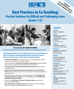 Best Practices in Co‑Teaching: - Bureau of Education & Research