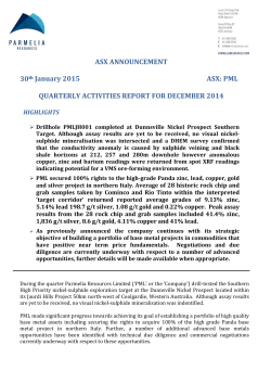 30 January 2015Quarterly Activities Report and Quarterly Cashflow