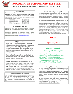 ROCORI HIGH SCHOOL NEWSLETTER Home of the Spartans
