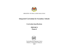 Integrated Curriculum for Secondary Schools PHYSICS Form 4