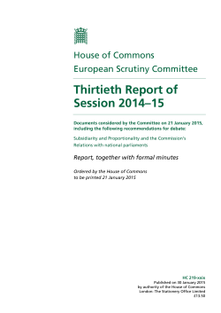 Documents considered by the Committee on 21 January 2015