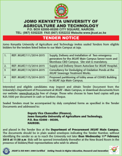 Tender Notice - Jomo Kenyatta University of Agriculture and