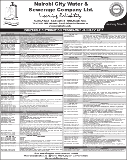 Water distribution schedule - Nairobi City Water and Sewerage