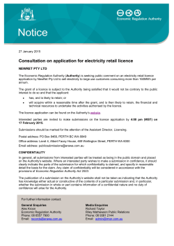 Consultation on electricity licence application by NewRet Pty Ltd